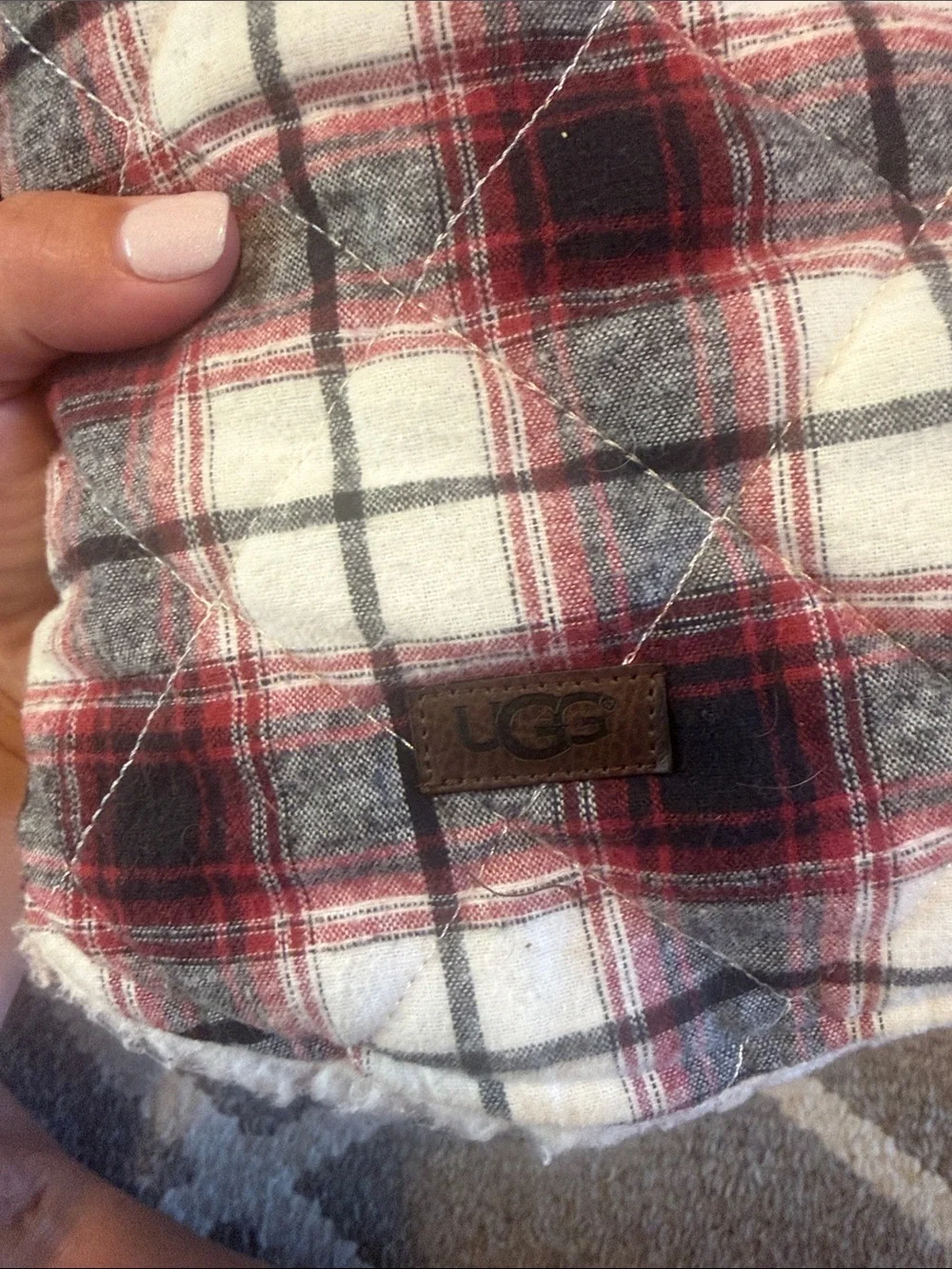 UGG Red Black White Plaid Quilted Dog Coat